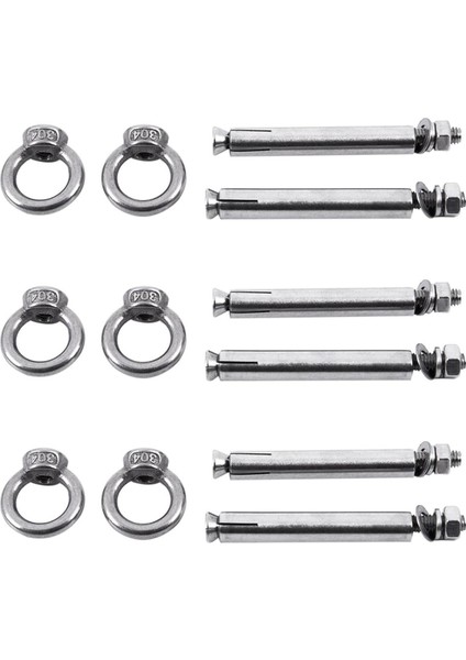 Adet Paslanmaz Çelik Ham Stil Kalkan Çapa Gözlü Cıvatalar M6 x 82MM, Gümüş (Yurt Dışından)