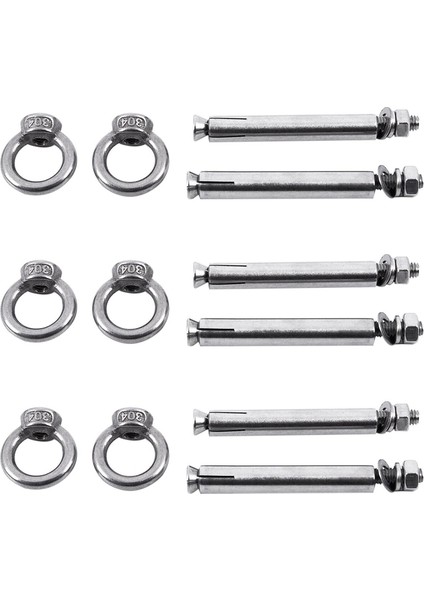 Adet Paslanmaz Çelik Ham Stil Kalkan Çapa Gözlü Cıvatalar M6 x 82MM, Gümüş (Yurt Dışından) fiyatları