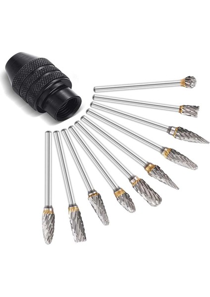 10 Parça Çift Kesim Caide Döner Freze Seti (Yurt Dışından)