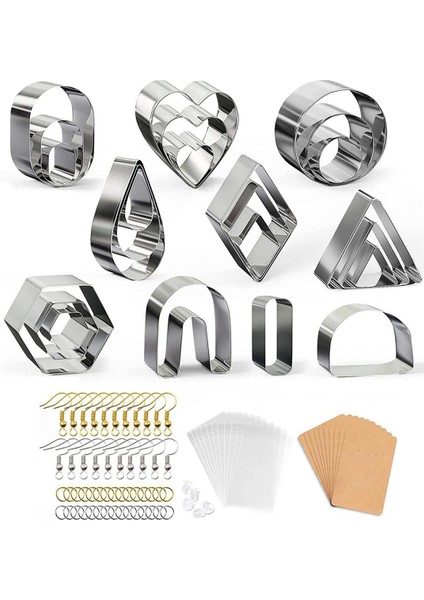 24 Adet Polimer Kil Kesiciler 10 Şekiller Paslanmaz Çelik Kil Kesiciler Kanca Küpeler Küpe Kartları Atlama Halkaları (Yurt Dışından)