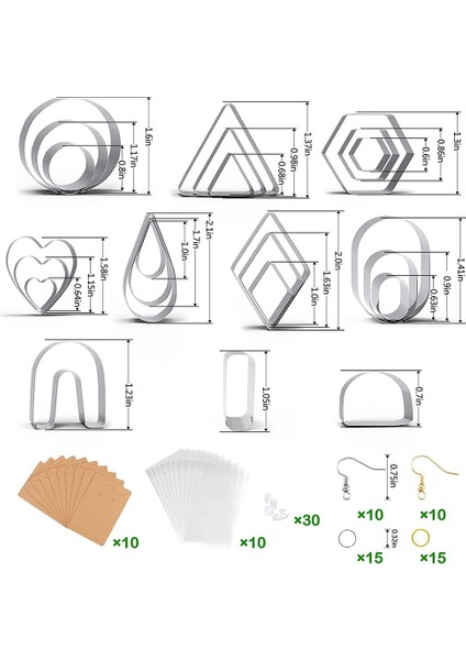 24 Adet Polimer Kil Kesiciler 10 Şekiller Paslanmaz Çelik Kil Kesiciler Kanca Küpeler Küpe Kartları Atlama Halkaları (Yurt Dışından) modelleri