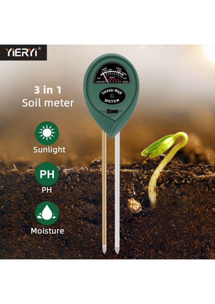 Yıeryı Toprak Test Cihazı Ph Test Cihazı Nem Toprak Ph Ölçer Işık Test Cihazı Bahçe Çim Çiçekleri Saksı Bahçe Aletleri (Yurt Dışından)