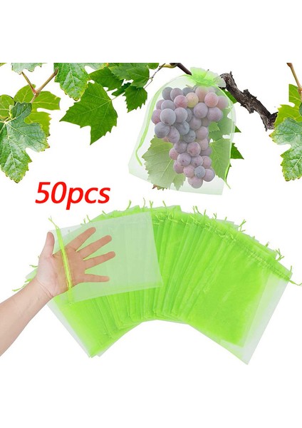 50 Adet Orchard Meyve Koruma Çantası Meyve, Üzüm, Çilek, Böcek ve Kuş Geçirmez Örgü Çanta Hafif Nefes Alabilir Örgü Çanta (Yurt Dışından)
