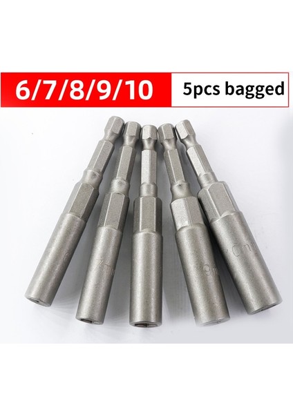 6-17 mm Altıgen Somun Sürücü Bit Soket Tornavida Anahtarı Seti Elektrikli Tornavida Kolu Aracı Bit Adaptörü (5/6 Adet) (Yurt Dışından)