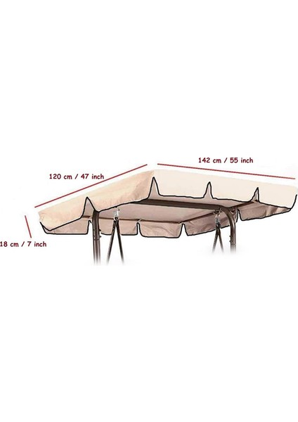 Beerıs Salıncak Gölgelik Üst Kapak Yedek Gölgelik Bahçe Açık Sundurma Denge Kapağı (Bej 55X47X7 Inç) (Yurt Dışından)