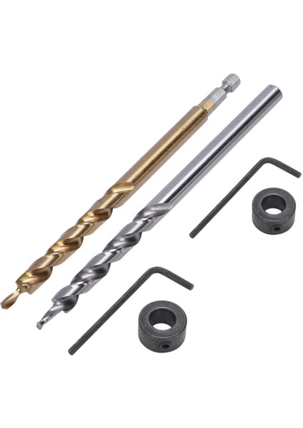 Adet 1/4 Inç Hex Shank Cep Delik Matkap Ucu + 3/8 (9.5mm) Yedek Büküm Adım Matkap Ucu Derinlik Durdurma Yaka ile Manuel Cep Delik Jig Sistemi Matkap Kılavuzu Matkap Araçları Kiti (Yurt Dışından)
