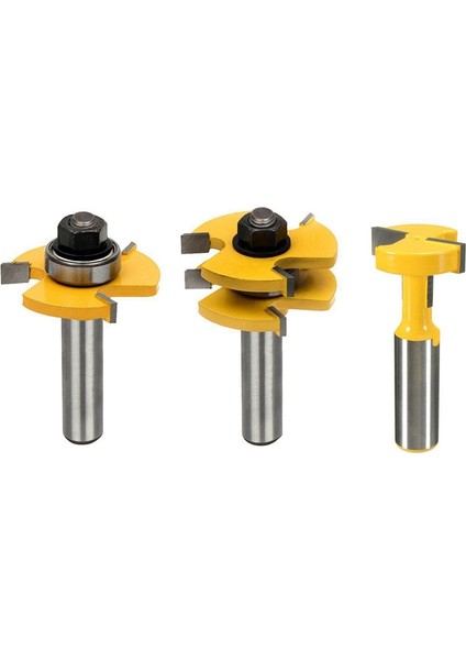 Takım 1/2 Inç Shank Yönlendirici Bit T-Yuvası ve T-Track Planya Zıvana Kesici Takım Dil ve Oluk Seti, Yönlendirici Bit Seti, Ahşap Kapı Döşeme 3 Diş Ayarlanabilir (Yurt Dışından)
