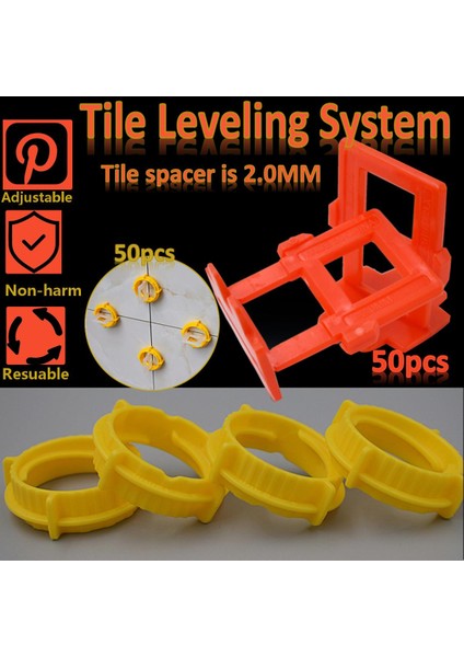 Geleneksel 100PCS Kiremit Tesviye Sistemi Kiti Vidalı Kapak ve Taban Plastik Paspayı Tesviye Aletleri 2.0mm (Yurt Dışından)
