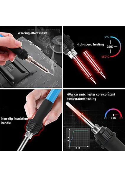 Havya Havya Seti Malzemeleri Ayarlanabilir Sıcaklık (200-450°C) Açma/kapama Anahtarı 60W Havya Us Plug (Yurt Dışından) indirimleri