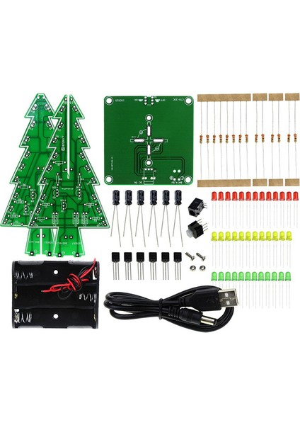 Eeqkıt Dıy Noel Ağaçları Lehimleme Projesi, 3D Noel Ağaçları LED Seti Dıy Elektronik Kiti Lehimleme Montaj 7 Renk Eğlence Kiti (Yurt Dışından)