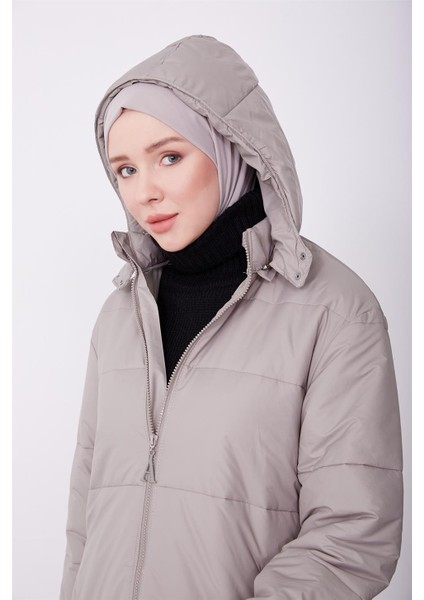Seyyar Kapişonlu Mont 23K8605 Vizon modelleri
