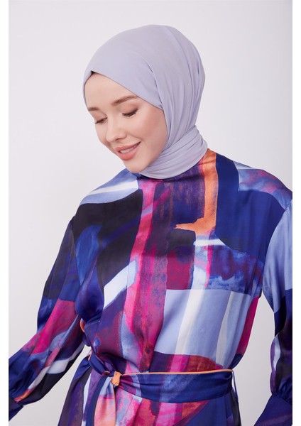 Desenli Elbise 23K9714 Morcivert