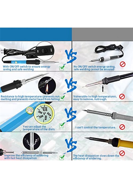 Havya Havya Seti Ayarlanabilir Sıcaklık (200-450°C) Açma/kapama Anahtarı 60W Havya Us Plug (Yurt Dışından)