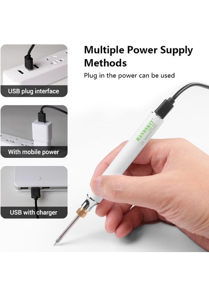 Handskıt USB Şarj Havya 5 V 8 W Ayarlanabilir Sıcaklık Elektrikli Havya Kiti ile Lehimleme Standı Lehim Teli (Yurt Dışından)