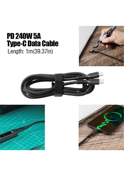 240W Hızlı Şarj Isıya Dayanıklı Tip-C Veri Kablosu Elektrikli Havya Giriş Kablosu E-Maker Çip Bakır Çekirdekli Kolay Kurulum (Yurt Dışından)