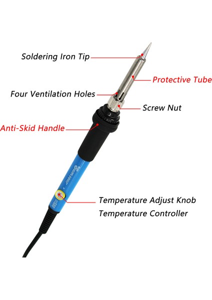 Ayarlanabilir Sıcaklık Elektrikli Havya Vv 60W 80W Kaynak Lehim Isıtma Ucu Onarım Aracı (Yurt Dışından)