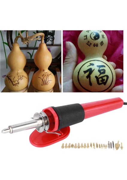 Elektrikli Havya Seti Ahşap Yakma Kalem Gravür Oyma Pyrography Aracı 30W (Yurt Dışından)