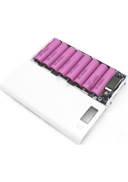 Hyqzltca 2x Dıy 8X18650 Taşınabilir Banka Shell Kılıf Kutusu LCD Ekran Çift USB Banka Kutusu Kiti (Hayır) Beyaz (Yurt Dışından)