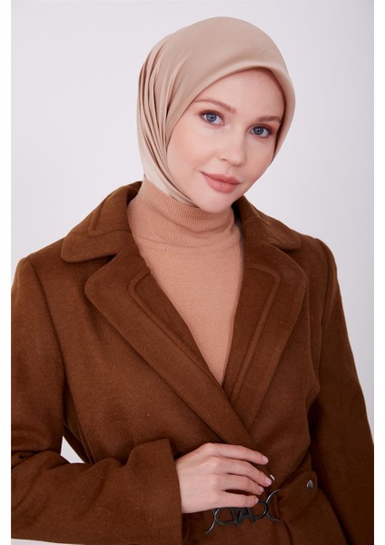 Yakası Kabartmalı Tam Boy Manto 23K8612 Taba