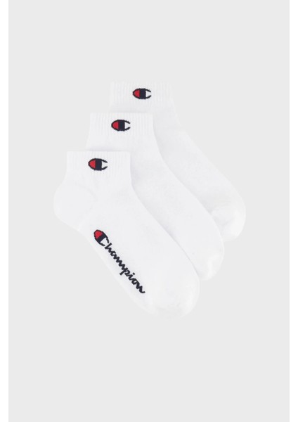 Logolu Pamuklu 3 Pack Unisex Çorap U20099 Wht/wht/wht WW001