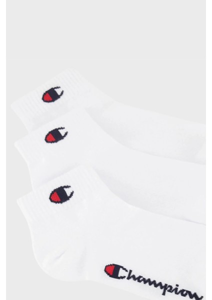 Logolu Pamuklu 3 Pack Unisex Çorap U20099 Wht/wht/wht WW001
