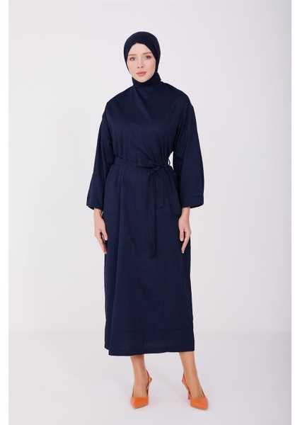 Gabardin Kuşaklı Spor Elbise 23Y9606 Lacivert