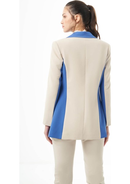 Tasarım Renk Bloklu Bej-Indigo Ceket indirimleri