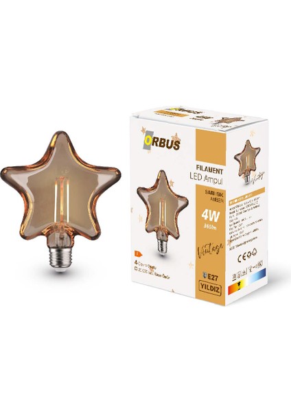 Yıldız Filament LED Ampul Amber E27 360LM