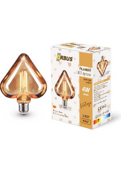 Kalp Filament LED Ampul Amber E27 360LM