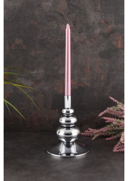 Flora Şamdan Gümüş Kaplama Dekoratif Metal Mumluk Ob