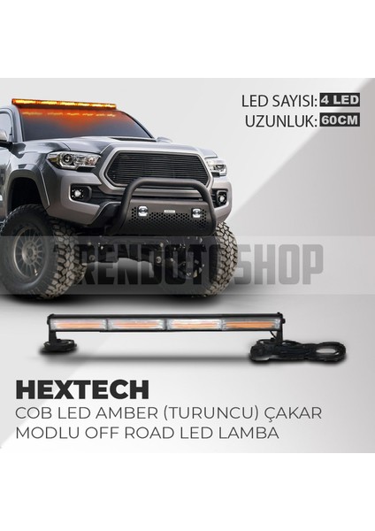 Hextech 80W Turuncu 120CM 17 Farklı Yanış Modlu 8 Cob LED Off Road LED Lamba