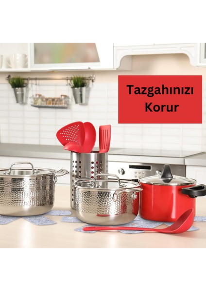 Tencere Tava Teflon Borcam Cam Koruyucu Keçe Çizdirmez 3'lü Set