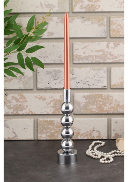 Esin Şamdan Gümüş Kaplama Dekoratif Metal Mumluk Bb