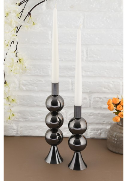 Elit 2'li Şamdan Seti Platin Renk Dekoratif Metal Mumluk fiyatları