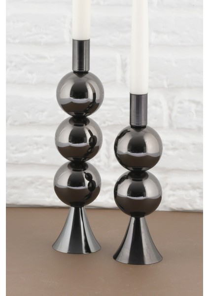 Elit 2'li Şamdan Seti Platin Renk Dekoratif Metal Mumluk modelleri