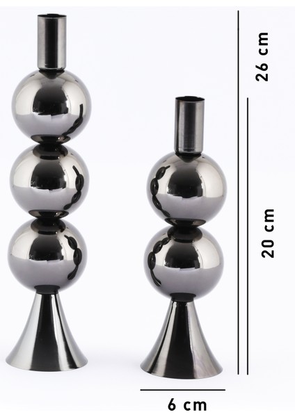 Elit 2'li Şamdan Seti Platin Renk Dekoratif Metal Mumluk fırsatları