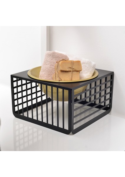 Gold Detaylı Metal Düzenleyici Kase - Siyah Çok Amaçlı Organizer