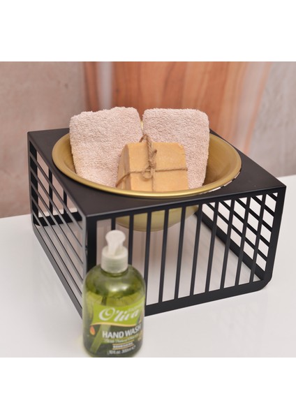 Gold Detaylı Metal Düzenleyici Kase - Siyah Çok Amaçlı Organizer fırsatları