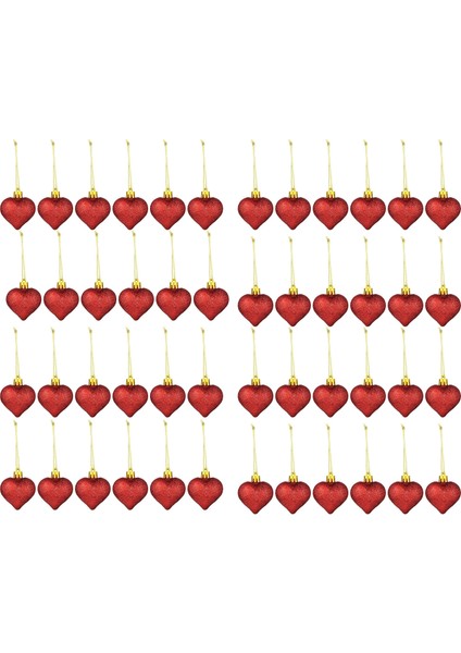 48 Adet Glitter Kalp Şekilli Parti Kalp Şeklinde Asılı Süsler Günü Düğün Yıldönümü Dekoru (Kırmızı) (Yurt Dışından)