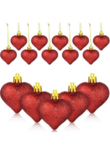 48 Adet Glitter Kalp Şekilli Parti Kalp Şeklinde Asılı Süsler Günü Düğün Yıldönümü Dekoru (Kırmızı) (Yurt Dışından) fiyatları