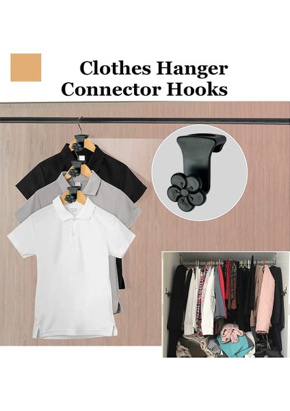 40 Adet Yerden Tasarruf Sağlayan Askı Kancaları, Organizatör Dolap Alanı Için Elbise Askısı Konnektörü Kancaları, Tüm Askılara Uyar Siyah (Yurt Dışından)