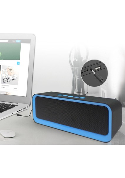Bluetooth Hoparlör Taşınabilir Kablosuz Ses Desteği USB Aux Tf Kart Eller Serbest Arama Dış Mekan Subwoofer (Siyah) (Yurt Dışından)