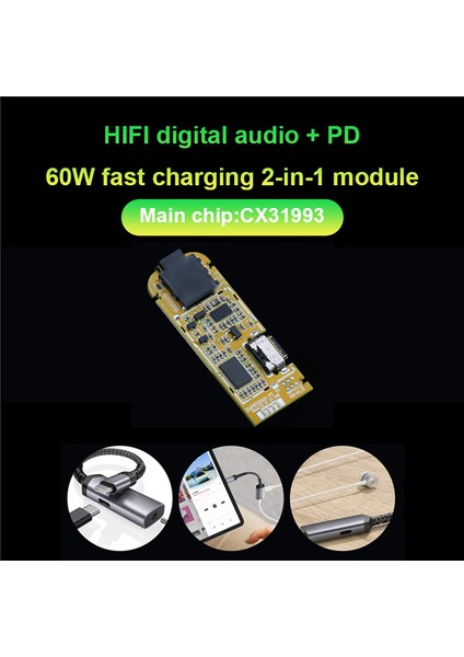 Type-C Dijital Ses Modülü Şarj Ediyor Dinleme 2'si 1 Arada Çözüm Adaptör Modülü Için 60W+CX31993 (Yurt Dışından)