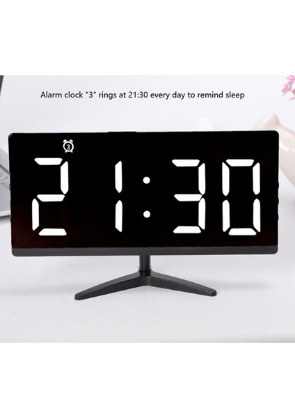 LED Dijital Çocuk Elektronik Çalar Saat Ayna Sıcaklık Saati Erteleme Fonksiyonlu Masa Saati Yeşil Işık (Yurt Dışından)
