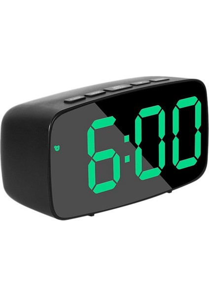 Akıllı Dijital Çalar Saat Başucu, Yeşil LED Seyahat USB Masa Saati 12/24H Tarih Sıcaklık Erteleme Yatak Odası Için, Siyah (Yurt Dışından)