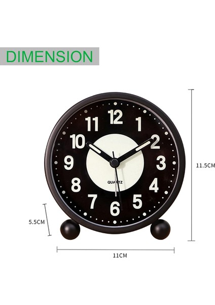 Çalar Saat Aydınlık 4 Inçyuvarlak Sessiz Analog Masa Saati Geçmeyen, Yatak Odası Için Yüksek Alarmla Çalıştırılır (Yurt Dışından)