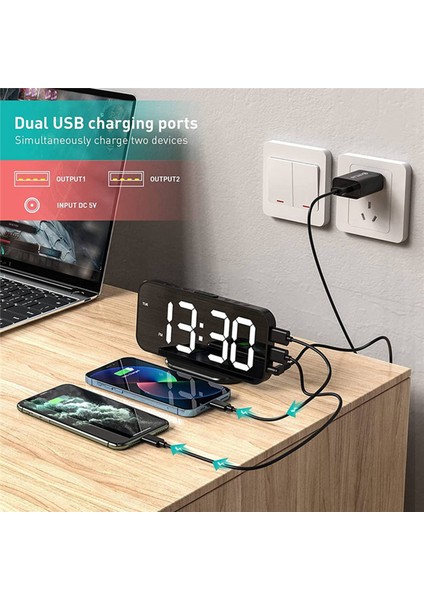 Hd Ayna Çalar Saat Dijital Haftanın Günü Ekranı Gece Modu Sınırsız Erteleme Masa Saati 12/24H Çift Alarm/led Saat A (Yurt Dışından) fiyatları