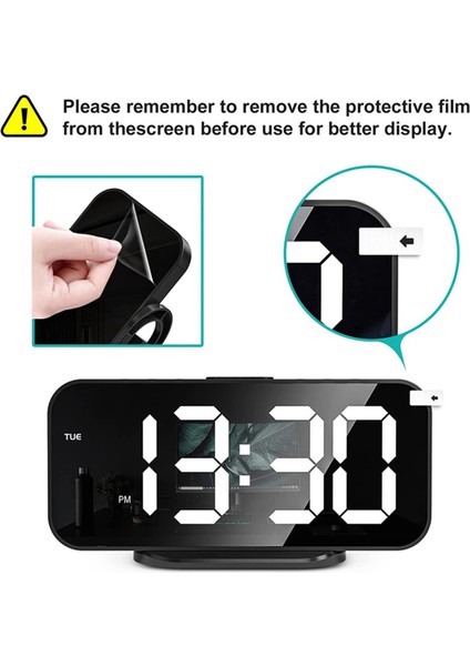 Hd Ayna Çalar Saat Dijital Haftanın Günü Ekranı Gece Modu Sınırsız Erteleme Masa Saati 12/24H Çift Alarm/led Saat A (Yurt Dışından) fırsatları