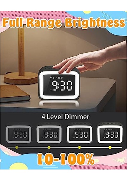 Yatak Odası Için Bluetooth Hoparlörlü Çocuk Çalar Saati, Kısılabilir Gece Işığı Siyah ile Çocuklar Için Çalar Saati Uyandırmak Için Tamam (Yurt Dışından) fiyatları
