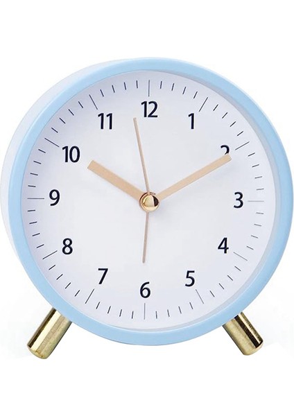 Çalar Saat 4.5 Inç Başucu Analog Çalar Saat Yatak Odası Için Arkadan Aydınlatmalı Yuvarlak Saat, Mavi (Yurt Dışından)